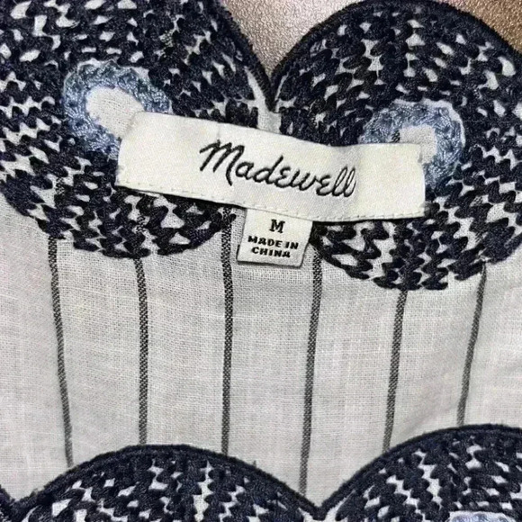 Madewell Embroidered Butterfly Dress in Stripe Size Medium - Picture 6 of 11